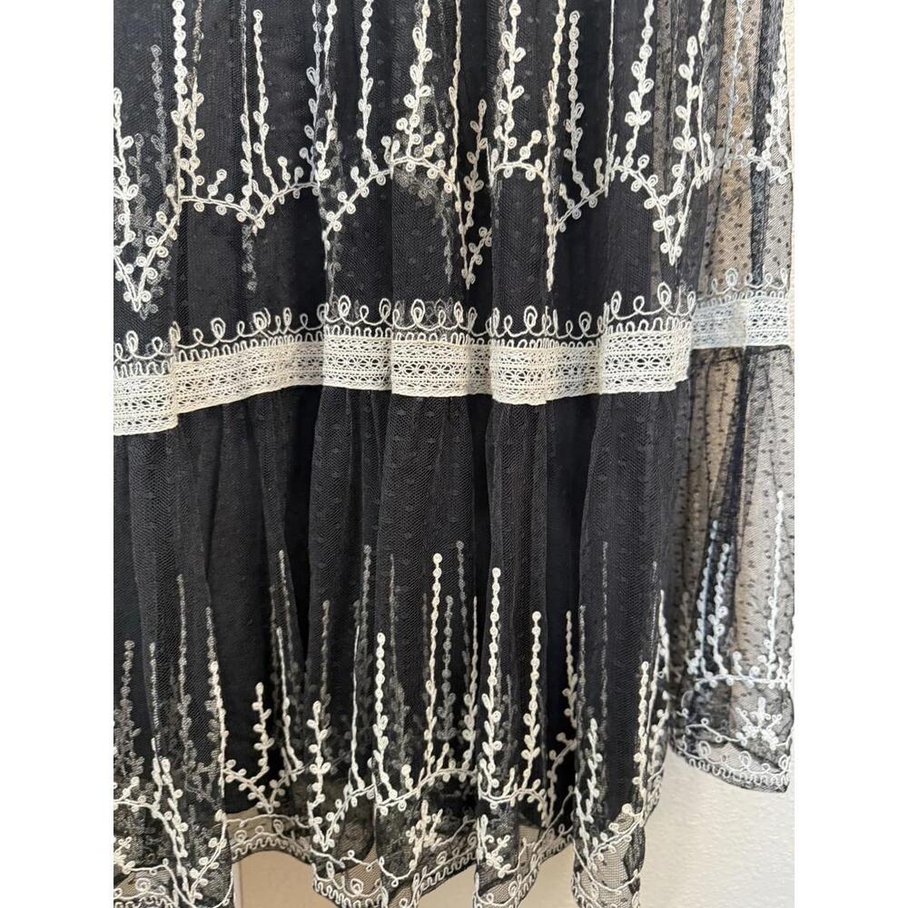 Zara Trinny Black Lace Sheer Tulle XS Embroidered Gothic Boho Maxi Whimsigoth‎ - Picture 4 of 12